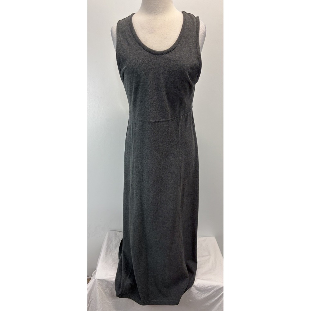 Vtg Eddie Bauer Maxi Tank Dress Medium Grey Cotton Modest Cottage Core